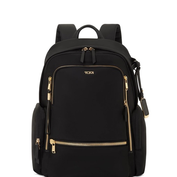 Tumi Black Backpack with Gold Zippers - Picture 1 of 5